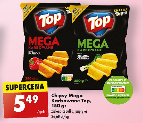 Chipsy mega karbowane papryka Top chips Top (biedronka) promocja