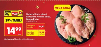 Świeży filet z piersi kurczaka Kraina Mięs Mega Paka promocja w Biedronka