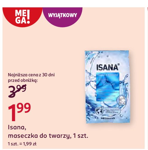 Maska w płachcie hydro booster Isana promocja w Rossmann