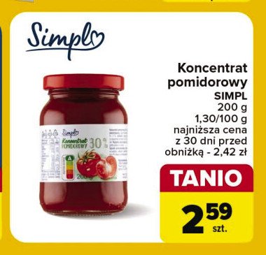 Koncentrat pomidorowy 30% Simpl promocja