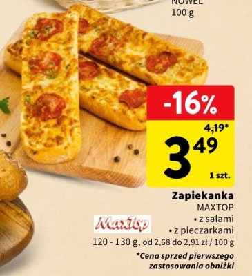 Zapiekanka MAXTOP z salami, 2 pieczarkami promocja w Intermarche