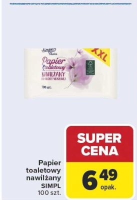 Papier toaletowy nawilżany 100 szt. Simpl promocja w Carrefour Market