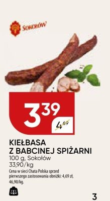 Kiełbasa z babcinej spiżarni Sokołów promocja w Chata Polska