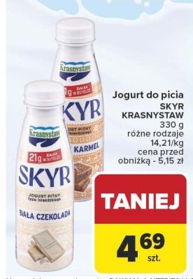 Jogurt do picia SKYR KRASNYSTAWSKI różne rodzaje 14,21/100 g 300 g promocja w Carrefour