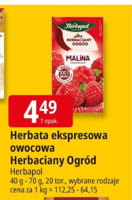 Herbata ekspresowa owocowa Herbaciany Ogród Herbapol promocja w Leclerc