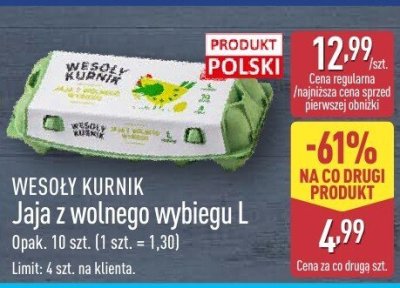 Jaja z wolnego wybiegu L promocja w Aldi