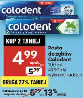Pasta do zębów Colodent promocja w Delikatesy Centrum