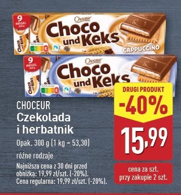 Wafelki z czekoladą cappuccino Choceur super knicks promocja w Aldi