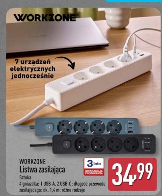 Listwa zasilająca WORKZONE promocja w Aldi