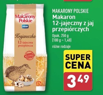 Makaron przepiórka 12 jajeczna krajaneczka Makarony polskie promocja w Aldi