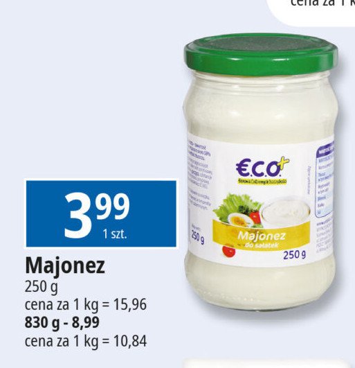 Majonez do sałatek Eco+ promocja w Leclerc