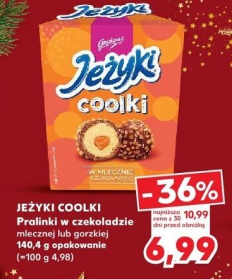 Pralinki w czekoladzie JEŻYKI COOLKI mlecznej lub gorzkiej 140,4 g opakowanie (=100 g 4,98) promocja w Kaufland