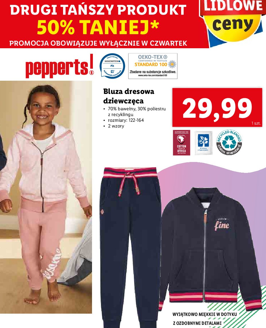 Bluza dziewczęca dresowa 122-164 cm Pepperts! promocja