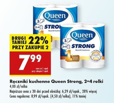 Papierowy Ręcznik kuchenny strong 102 listki Queen (Biedronka) promocja