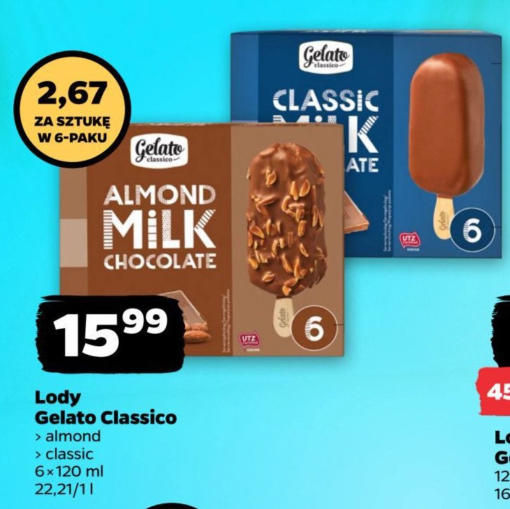 Lody classic milk chocolate Gelato classico promocja