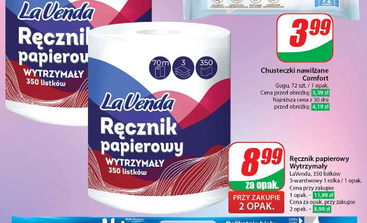 Recznik papierowy Lavenda promocja w Dino