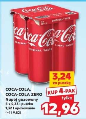 Napój gazowany COCA-COLA, COCA-COLA ZERO 4-pak promocja w Kaufland