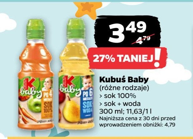 Sok + woda jabłko-banan-marchew Kubuś baby promocja