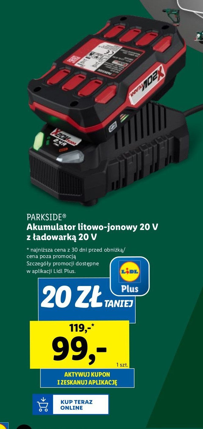 Akumulator litowo-jonowy 20v Parkside promocja