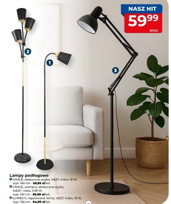 Lampa podłogowa GRACE, potrójna, elastyczna szyjka, 3xE27, maks. 3x18 W, wys. 192 cm promocja w PSB Mrówka