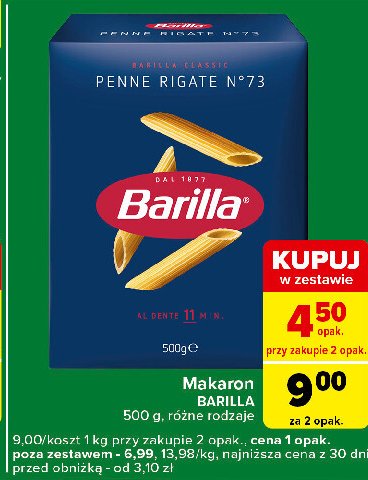 Makaron penne rigate Barilla promocja w Carrefour Express