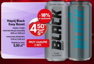 Napój energetyczny Black Easy Boost classic, tropic promocja w Żabka