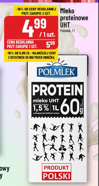 Mleko proteinowe 1.5% Polmlek promocja