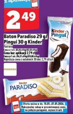 Baton Paradiso 29 g / Pingui 30 g Ferrero promocja w TOPAZ