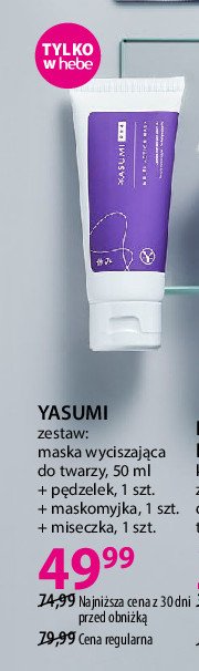 Zestaw: maska do twarzy wyciszająca 50 ml + pędzelek + maskomyjka + miseczka Yasumi zestaw promocja