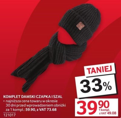 Komplet damski czapka i szal promocja w Selgros