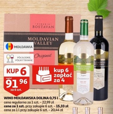 Wino białe półwytrawne MOŁDAWSKA DOLINA CHARDONNE Mołdawska dolina promocja