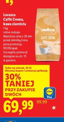 Kawa ziarnista Caffe Crema 1 kg promocja w Lidl