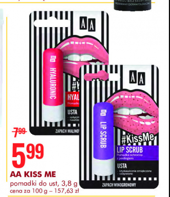 Pomadka ochronna lip scrub zapach winogronowy Aa #kissme promocja