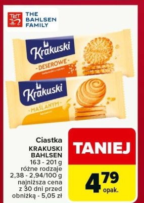 Ciastka KRAKUSKI BAHLSEN różne rodzaje promocja w Carrefour