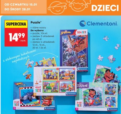 Puzzle Clementoni różne wzory promocja w Biedronka