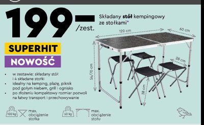 Stół kempingowy składany ze stołkami Utendors promocja