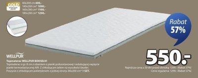 Topmaterac WELLPUR BOKSELVI promocja w Jysk