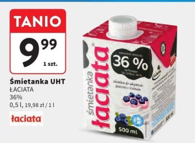 Śmietanka UHT ŁACIATA 36% promocja w Intermarche