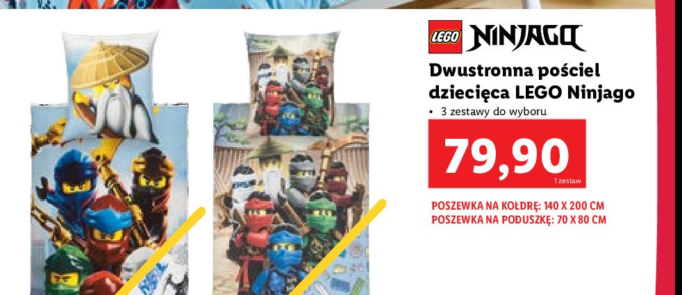 Pościel bawełniana lego ninjago wym. 140 x 200 + 70 x 90 promocja