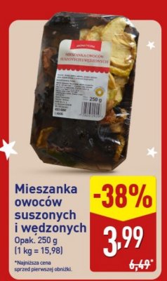 Mieszanka owoców suszonych wędzonych, 250 g promocja w Aldi
