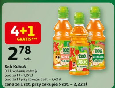 Sok Kubuś 0,3 L, wybrane rodzaje promocja w Auchan