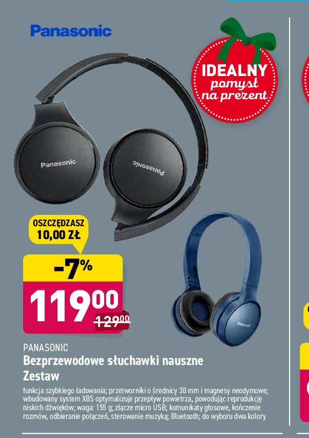 S艂uchawki rp-hf410be-k czarne Panasonic promocja
