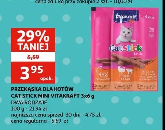 Przysmak dla kota kurczak i jagnięcina Vitakraft cat stick mini promocja