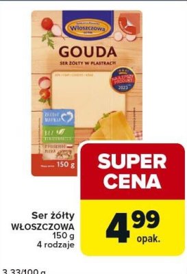 Ser żółty WŁOSZCZOWA 150g 4 rodzaje promocja w Globi