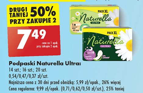 Podpaski higieniczne maxi Naturella promocja