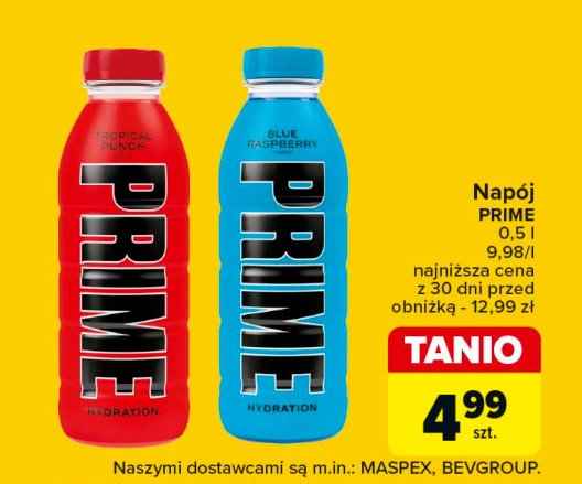 Napój blue raspberry Prime hydration promocja