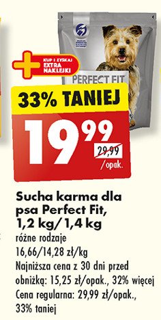 Karma dla psa poniżej 10 kg adult 1+ Perfect fit promocja w Biedronka