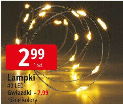 Lampki 40 LED Gwiazda - 7,99 różne kolory promocja w Leclerc