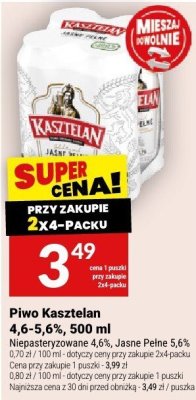 Piwo Kasztelan 4,6-5,6%, 500 ml promocja w Twój Market