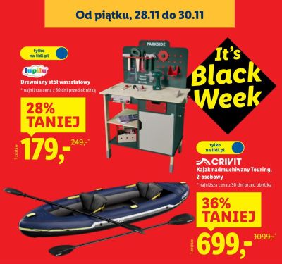 Drewniany stół warsztatowy Jupidu promocja w Lidl